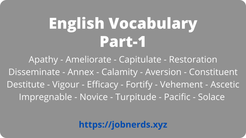 English Vocabulary - part 1